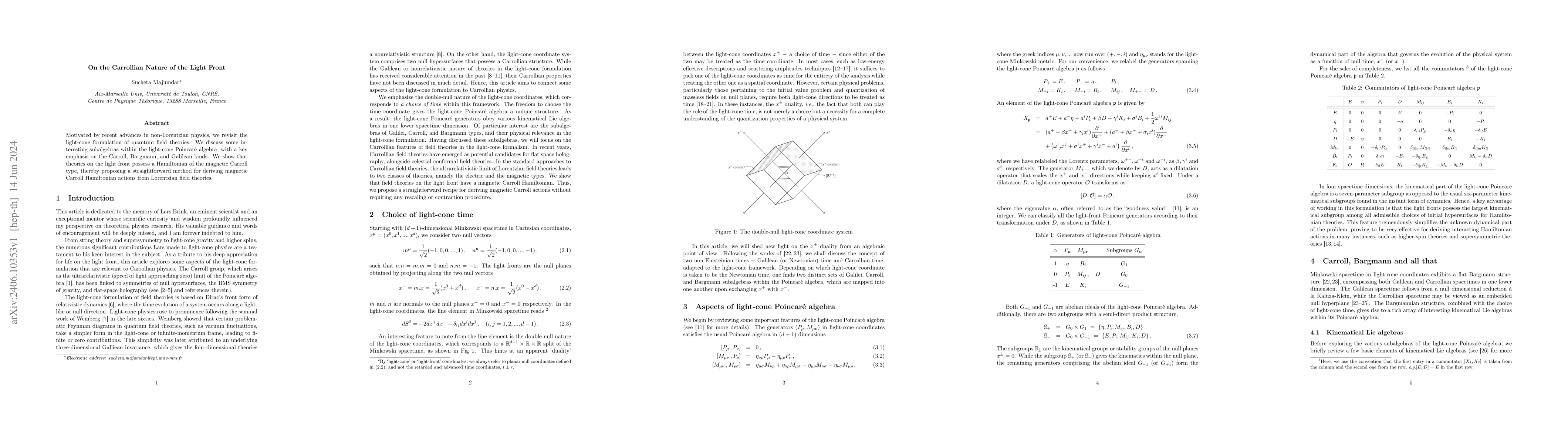 Thumbnail for On the Carrollian Nature of the Light Front
