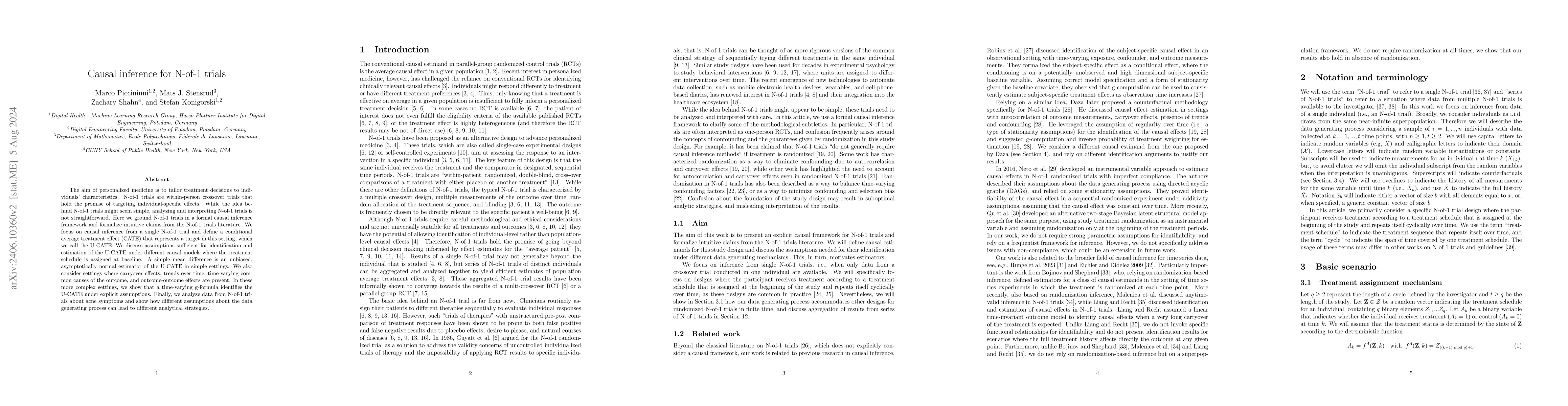 Thumbnail for Causal inference for N-of-1 trials