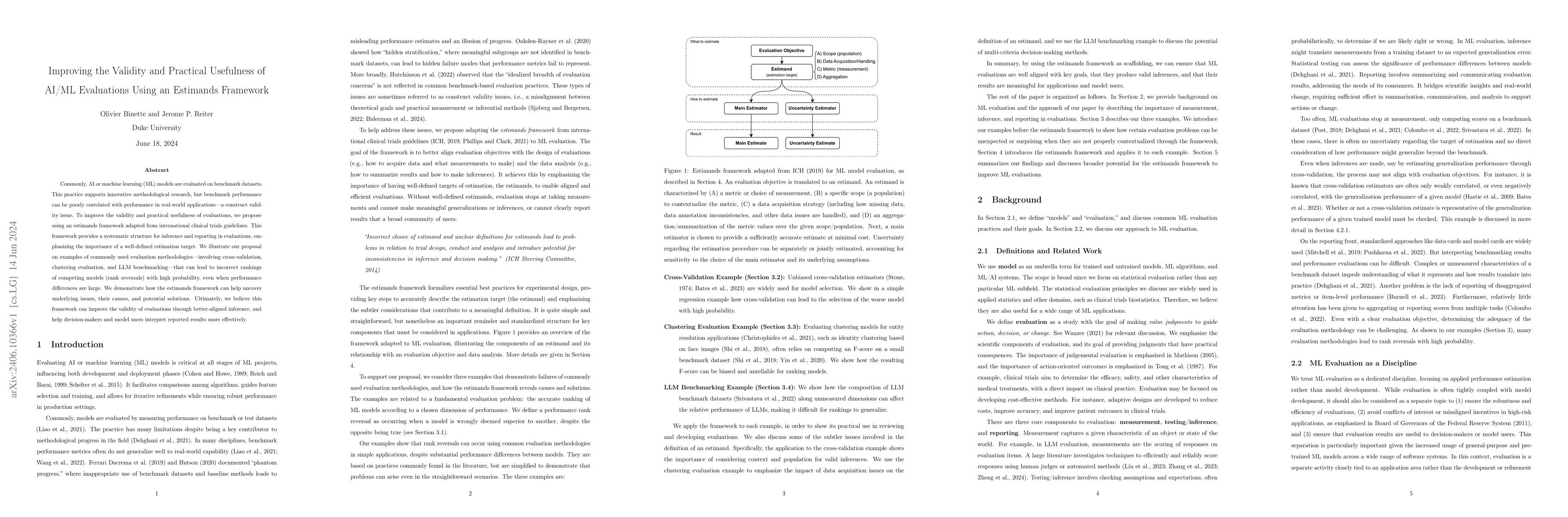 Thumbnail for Improving the Validity and Practical Usefulness of AI/ML Evaluations
  Using an Estimands Framework
