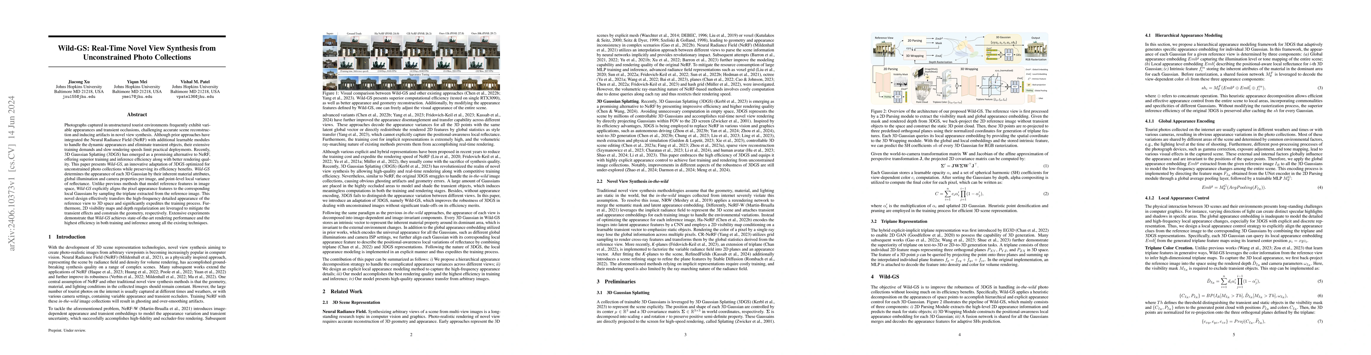 Thumbnail for Wild-GS: Real-Time Novel View Synthesis from Unconstrained Photo
  Collections