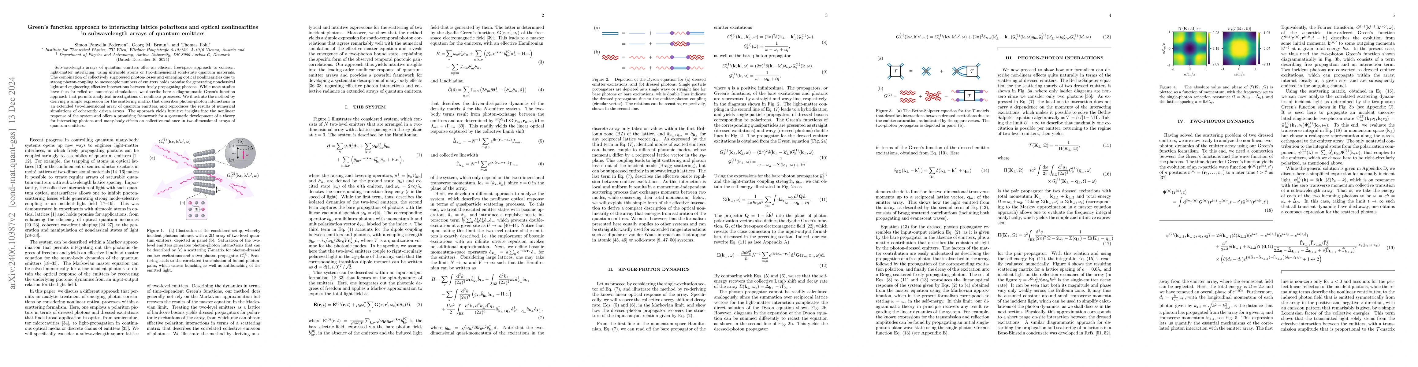 Thumbnail for Green's function approach to interacting lattice polaritons and optical
  nonlinearities in subwavelength arrays of quantum emitters