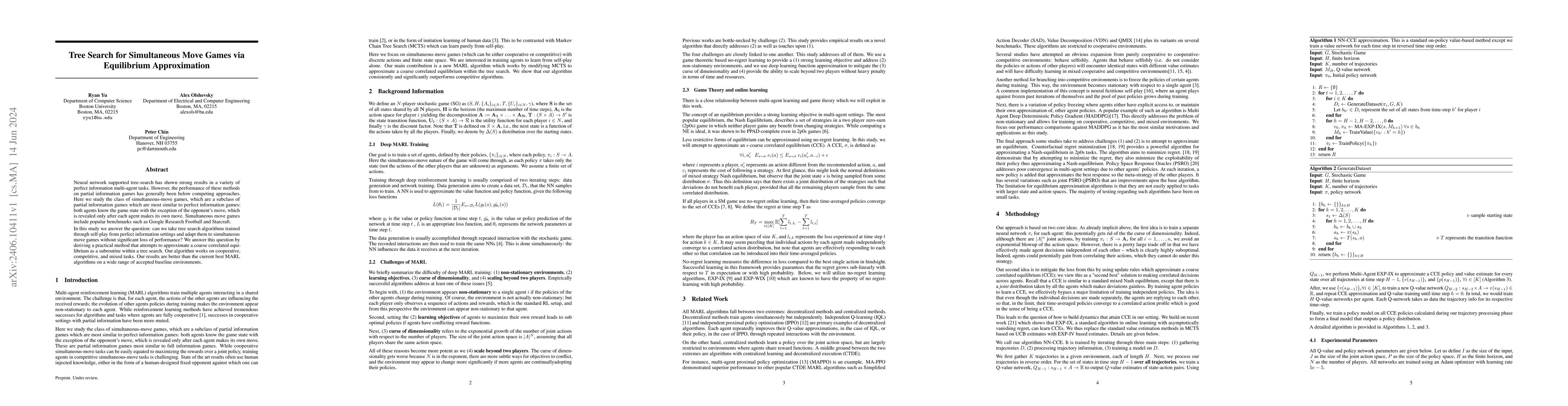 Thumbnail for Tree Search for Simultaneous Move Games via Equilibrium Approximation