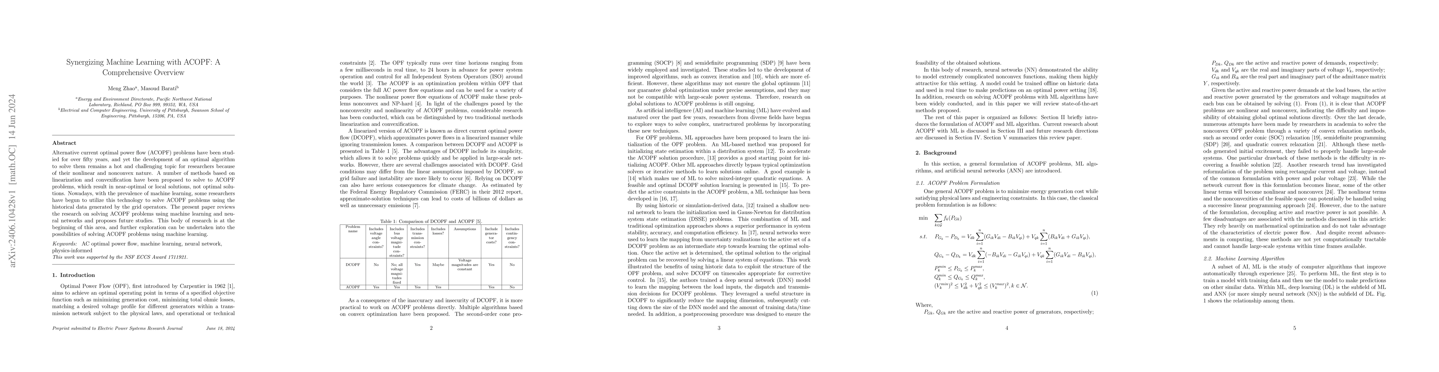 Thumbnail for Synergizing Machine Learning with ACOPF: A Comprehensive Overview