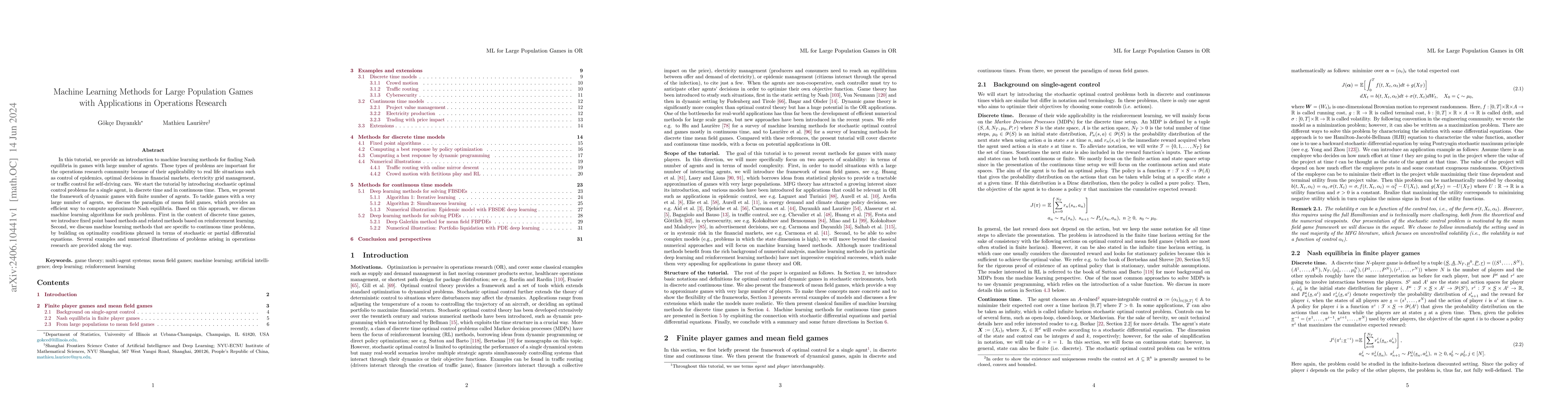 Thumbnail for Machine Learning Methods for Large Population Games with Applications in
  Operations Research
