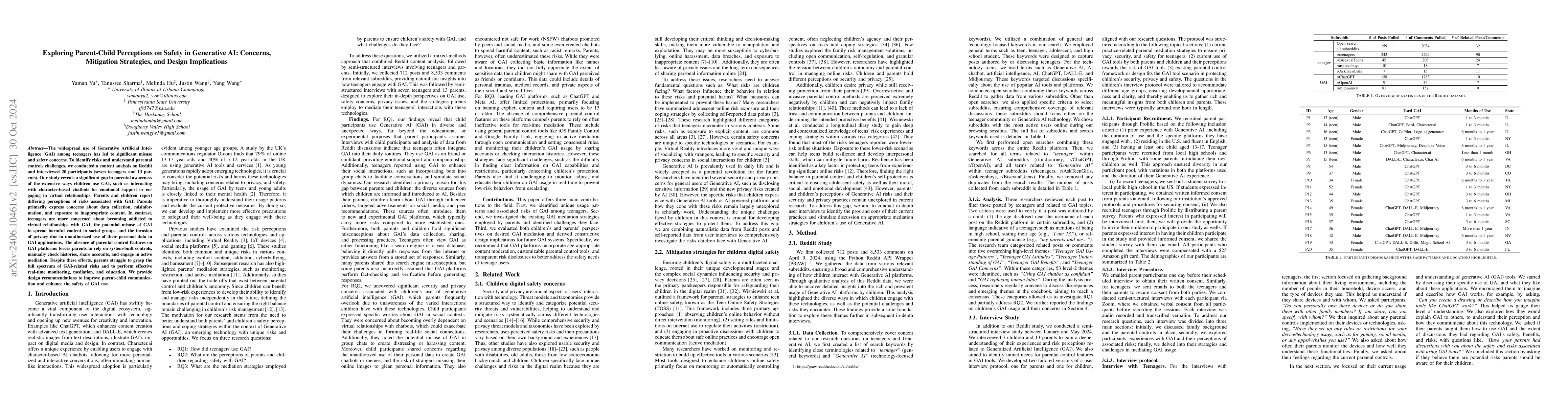 Thumbnail for Exploring Parent-Child Perceptions on Safety in Generative AI: Concerns,
  Mitigation Strategies, and Design Implications