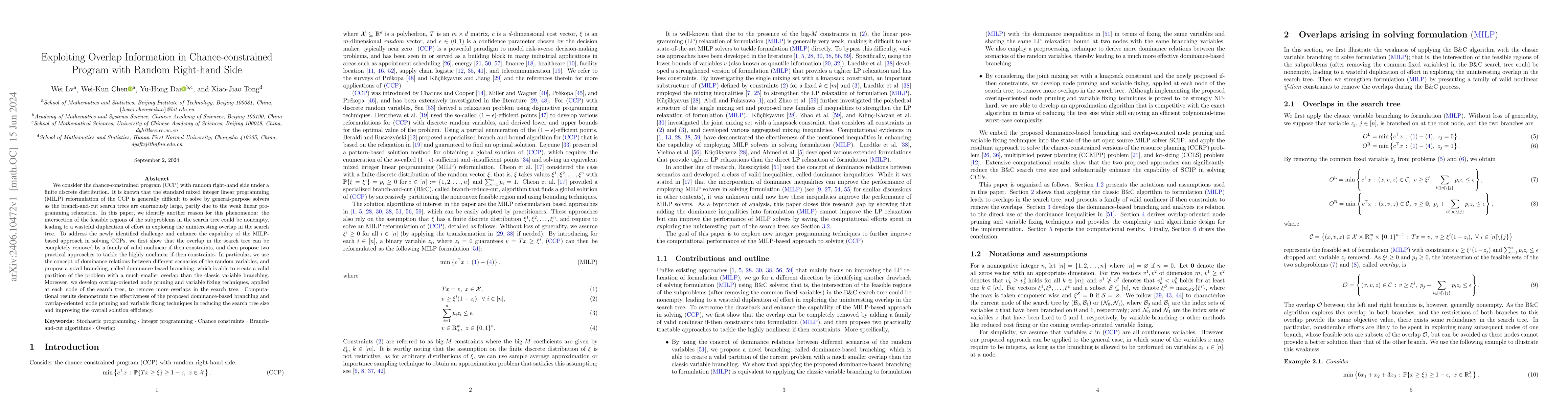 Thumbnail for Exploiting Overlap Information in Chance-constrained Program with Random
  Right-hand Side