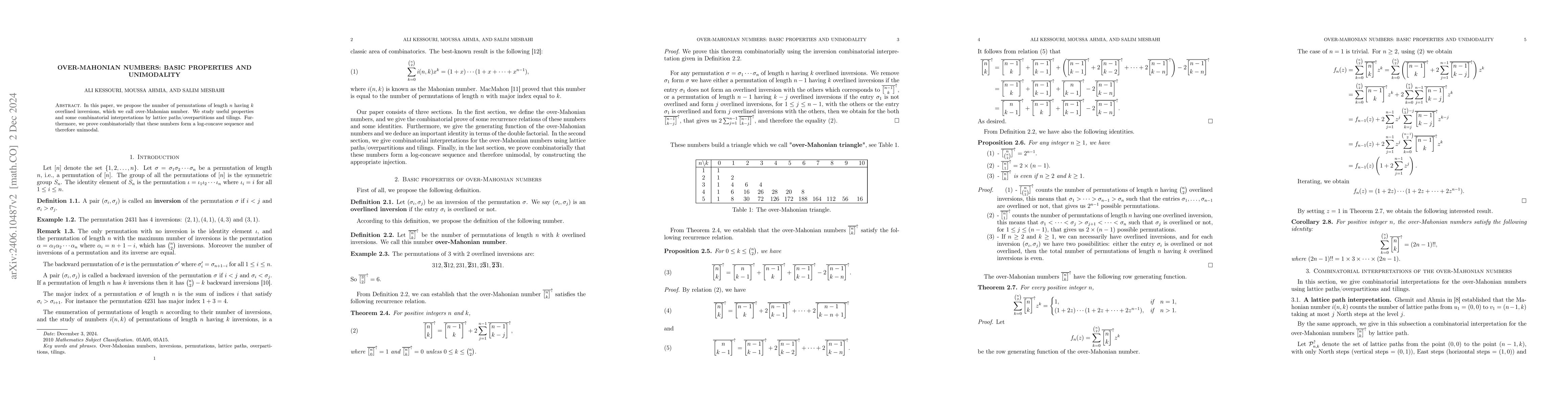 Thumbnail for Over-Mahonian numbers: Basic properties and unimodality