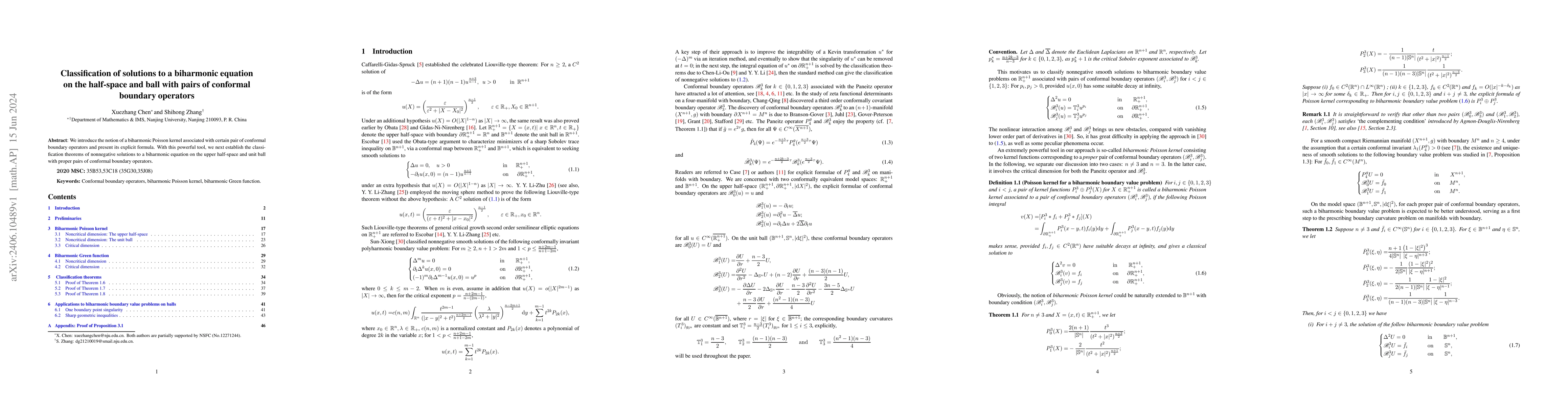 Thumbnail for Classification of solutions to a biharmonic equation on the half-space
  and ball with pairs of conformal boundary operators