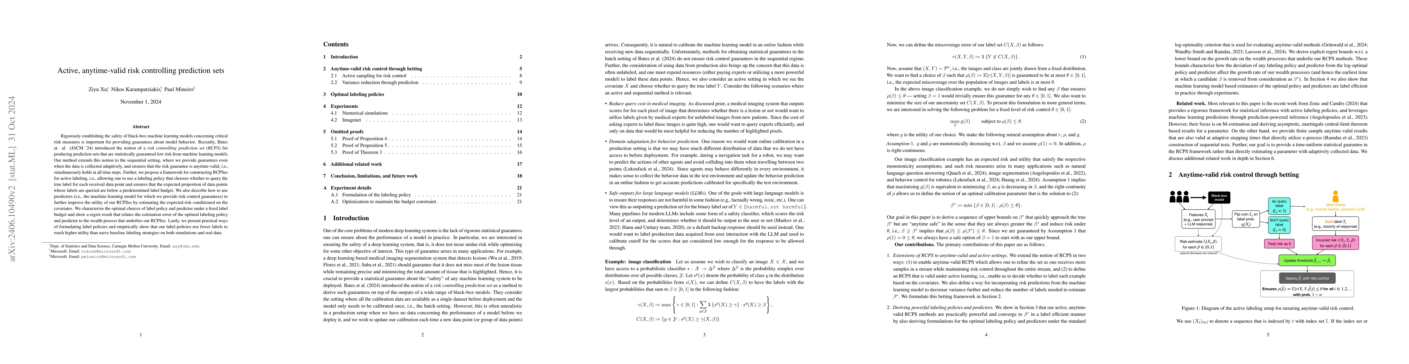 Thumbnail for Active, anytime-valid risk controlling prediction sets