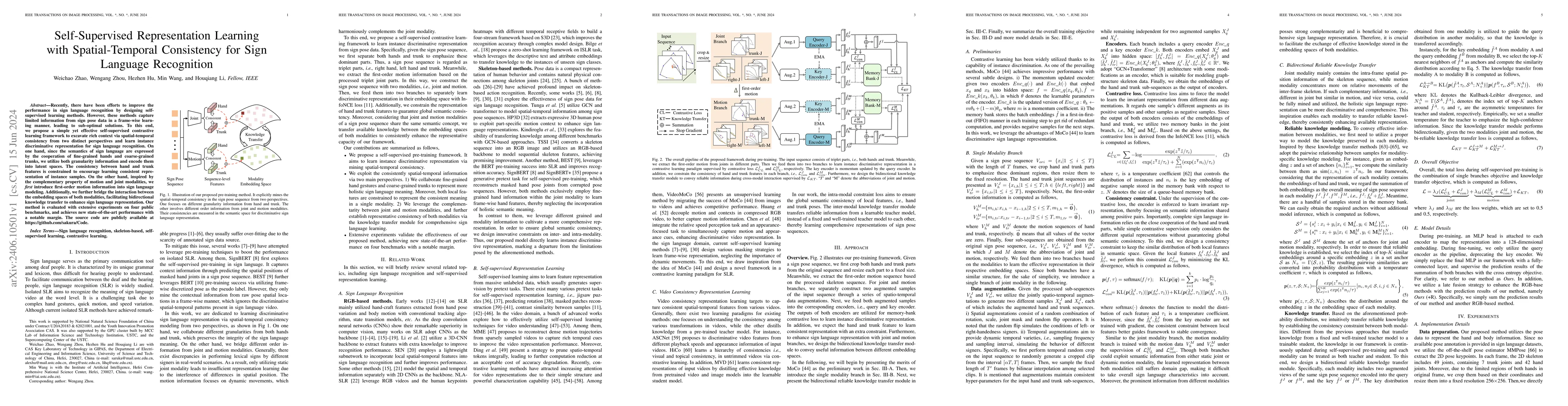 Thumbnail for Self-Supervised Representation Learning with Spatial-Temporal
  Consistency for Sign Language Recognition
