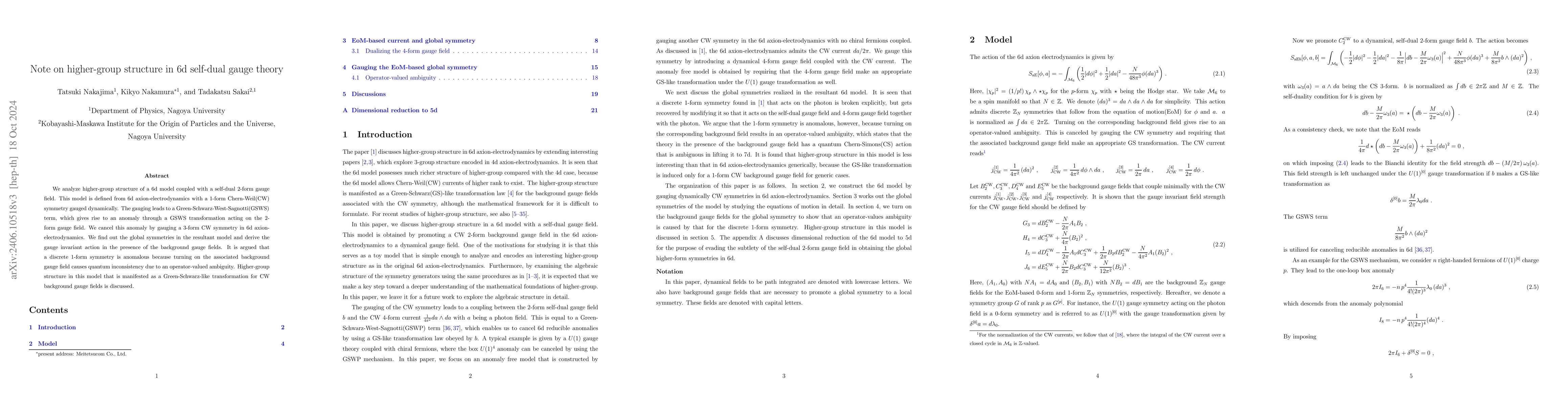 Thumbnail for Note on higher-group structure in 6d self-dual gauge theory