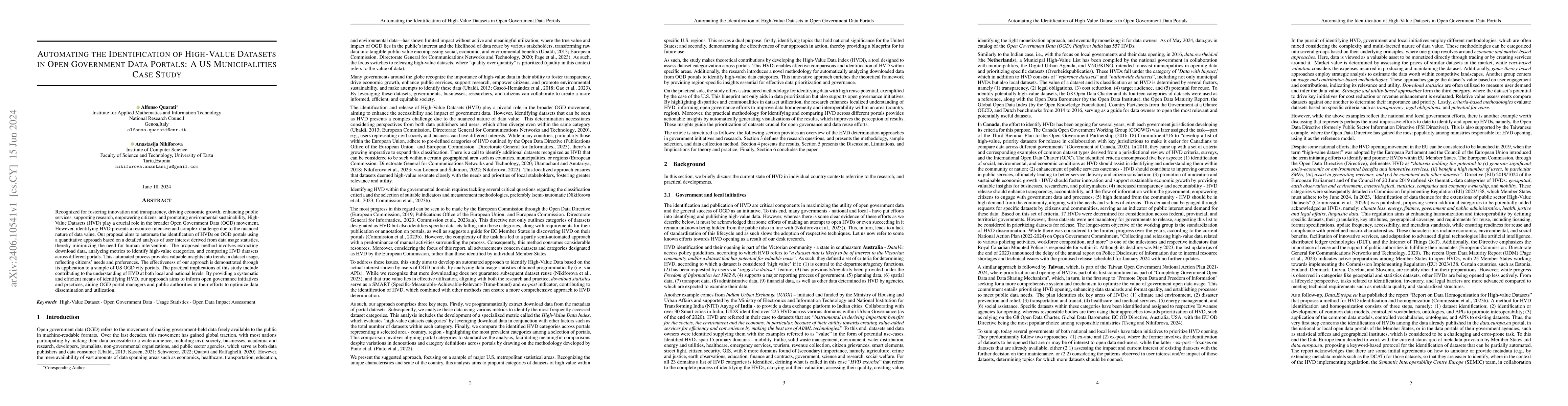 Thumbnail for Automating the Identification of High-Value Datasets in Open Government
  Data Portals