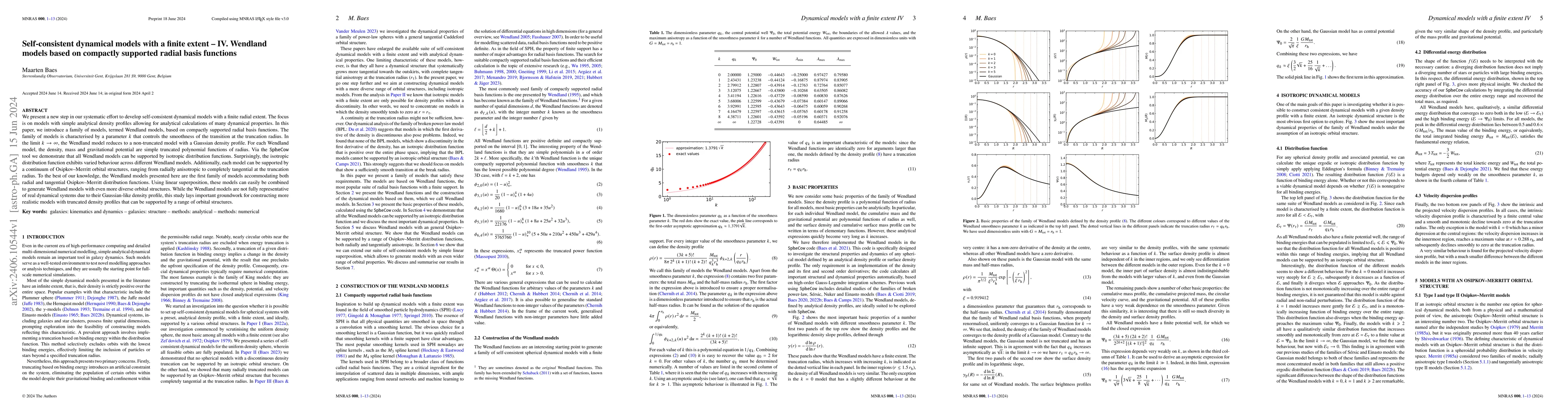 Thumbnail for Self-consistent dynamical models with a finite extent -- IV. Wendland
  models based on compactly supported radial basis functions