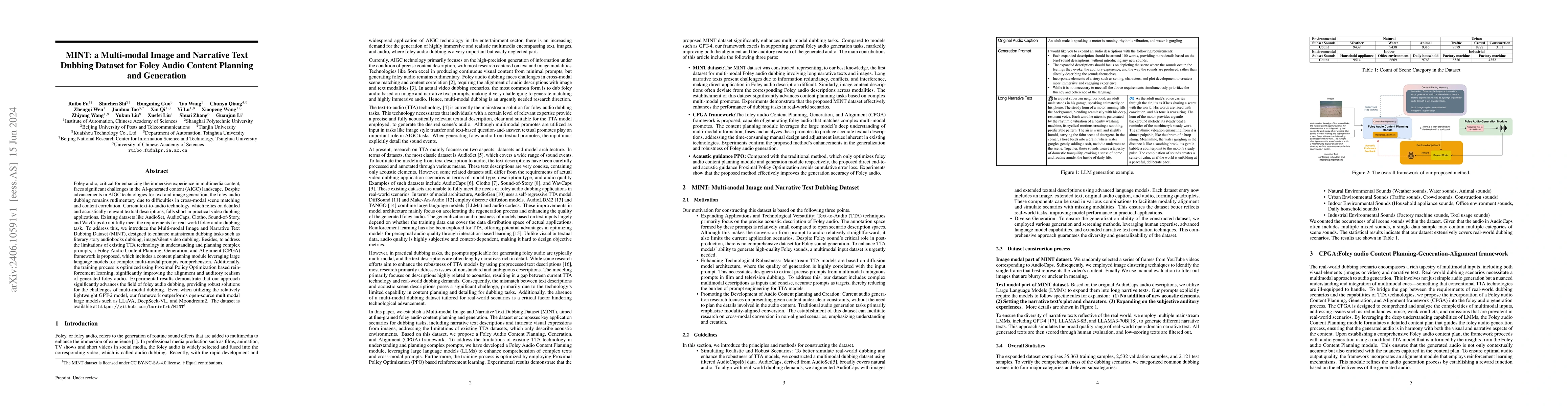 Thumbnail for MINT: a Multi-modal Image and Narrative Text Dubbing Dataset for Foley
  Audio Content Planning and Generation
