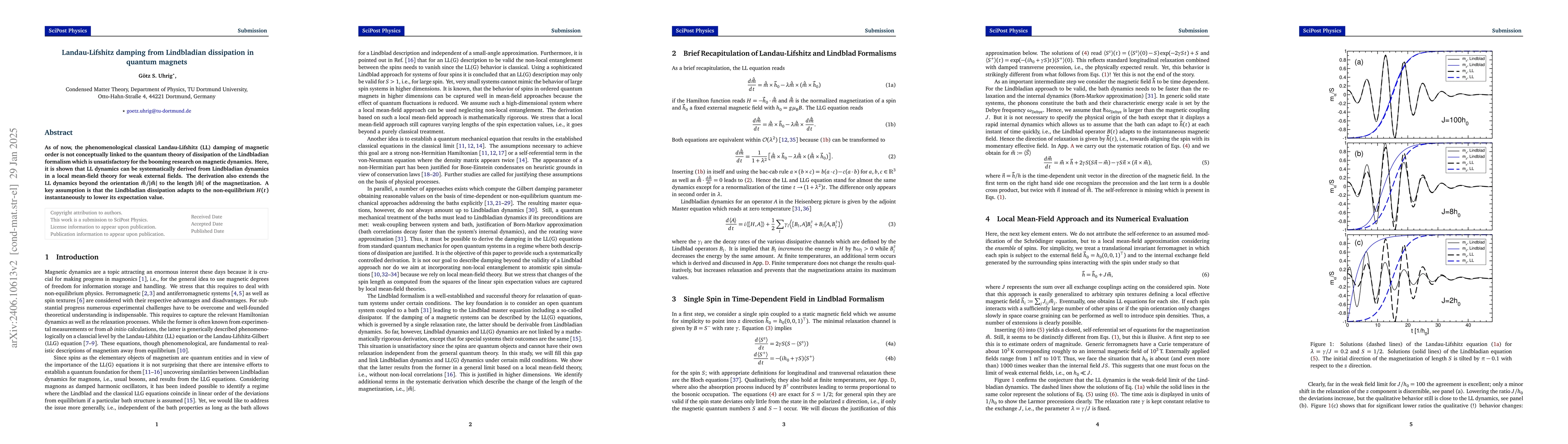 Thumbnail for Landau-Lifshitz damping from Lindbladian dissipation in quantum magnets