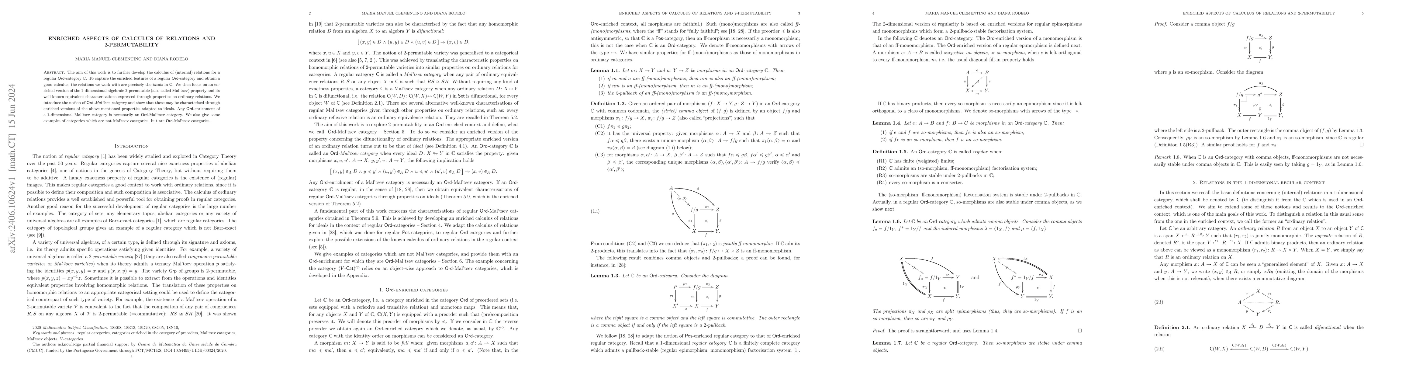 Thumbnail for Enriched aspects of calculus of relations and $2$-permutability
