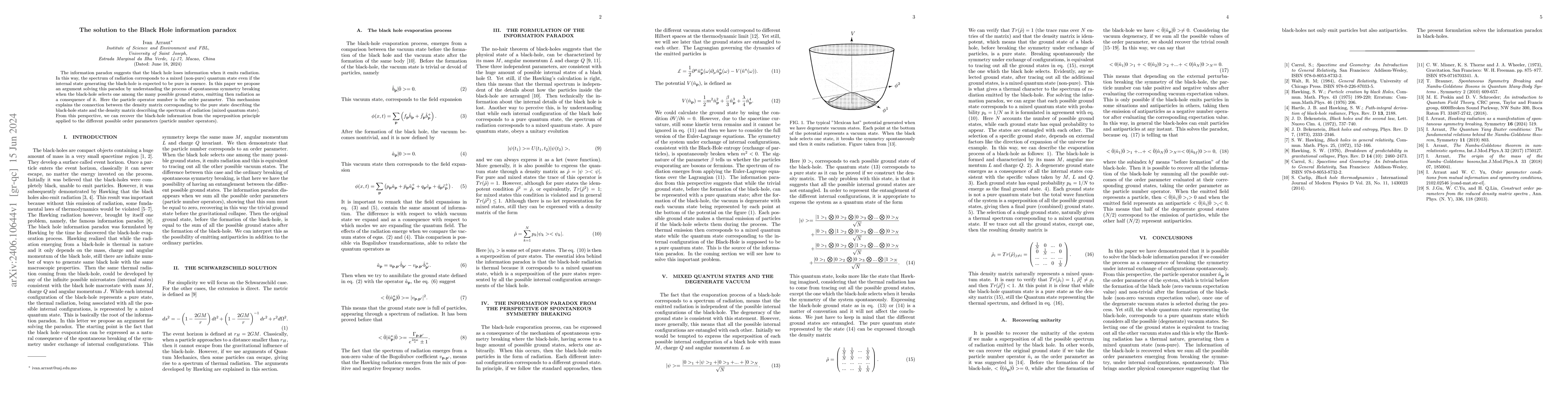 Thumbnail for The solution to the Black Hole information paradox