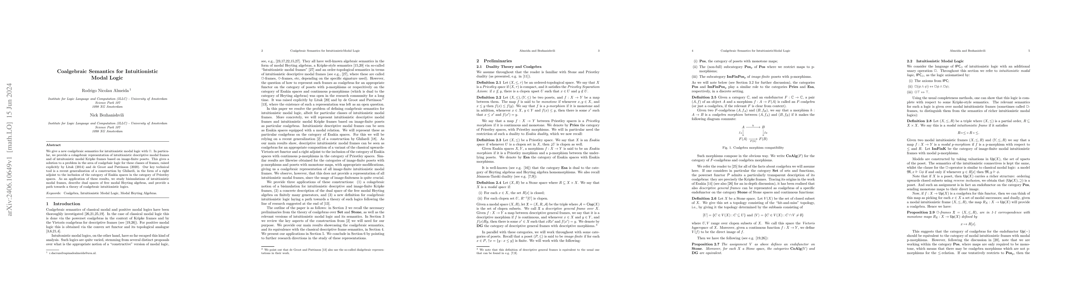 Thumbnail for A Coalgebraic Semantics for Intuitionistic Modal Logic