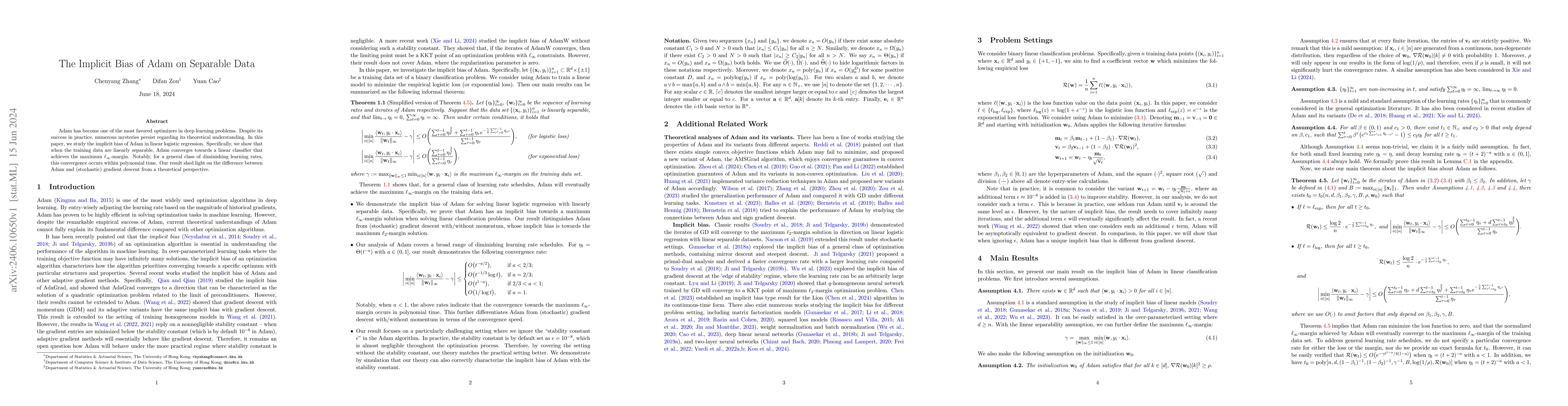 Thumbnail for The Implicit Bias of Adam on Separable Data