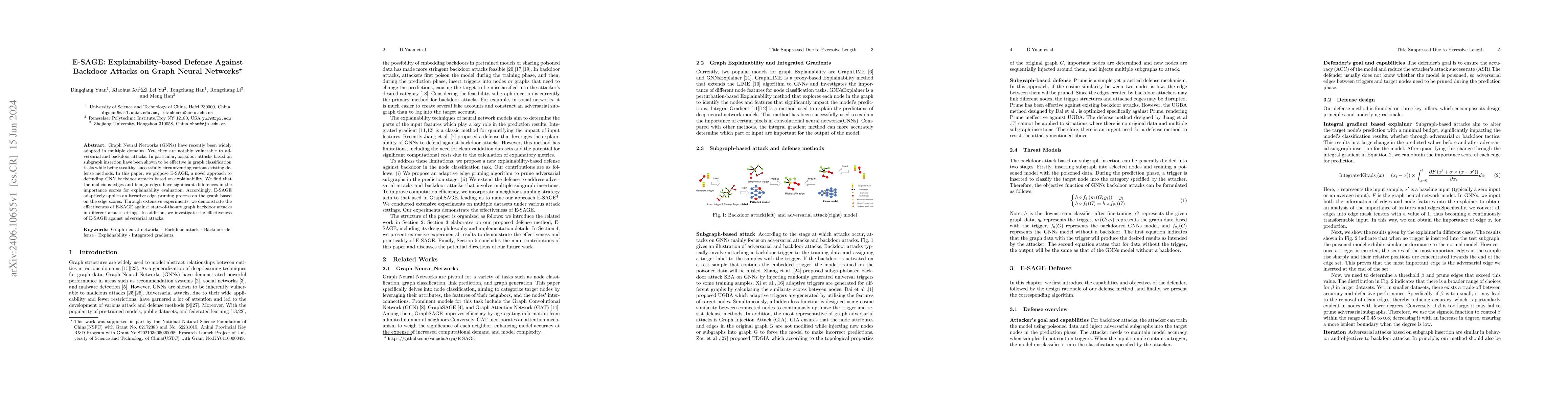Thumbnail for E-SAGE: Explainability-based Defense Against Backdoor Attacks on Graph
  Neural Networks