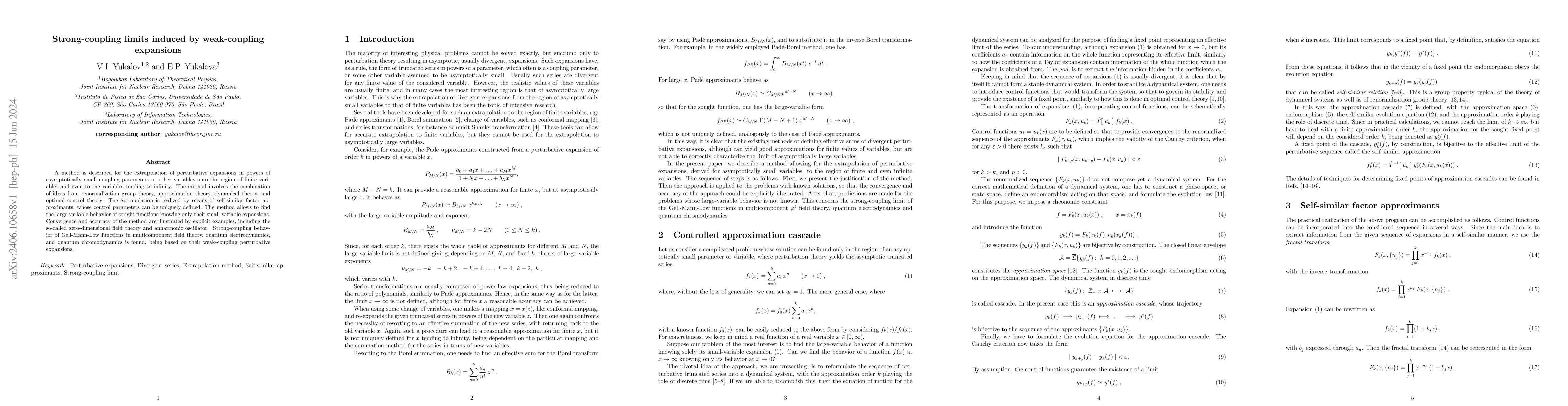 Thumbnail for Strong-coupling limits induced by weak-coupling expansions