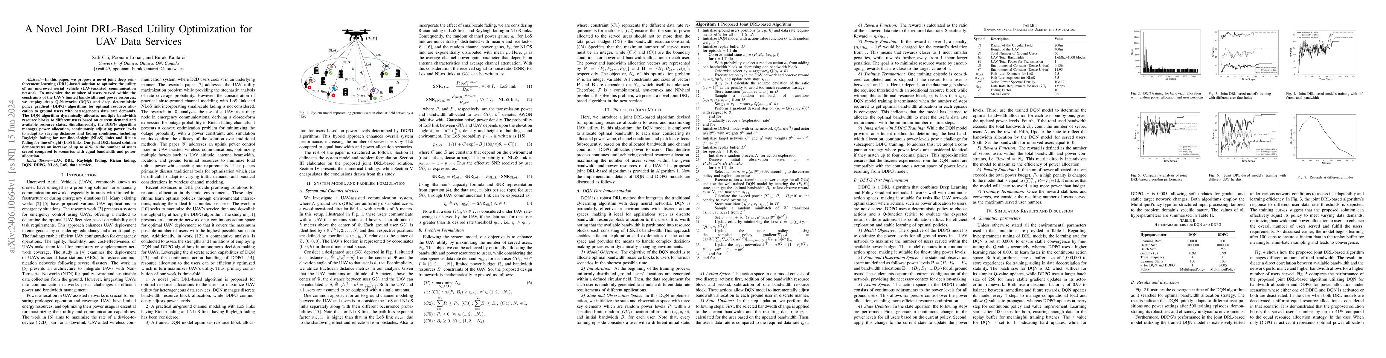 Thumbnail for A Novel Joint DRL-Based Utility Optimization for UAV Data Services