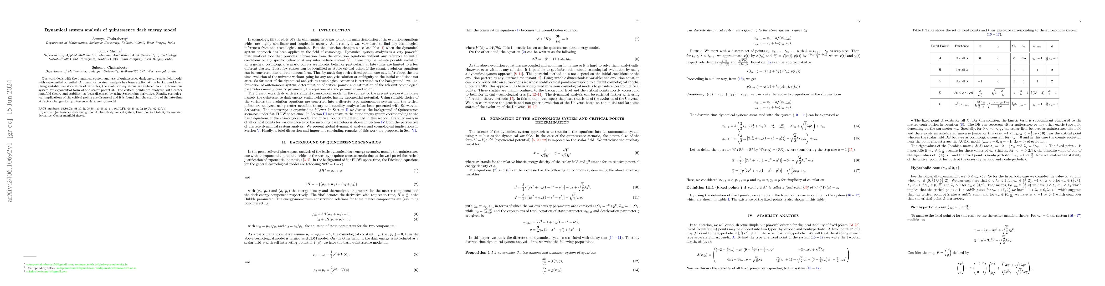 Thumbnail for Dynamical system analysis of quintessence dark energy model
