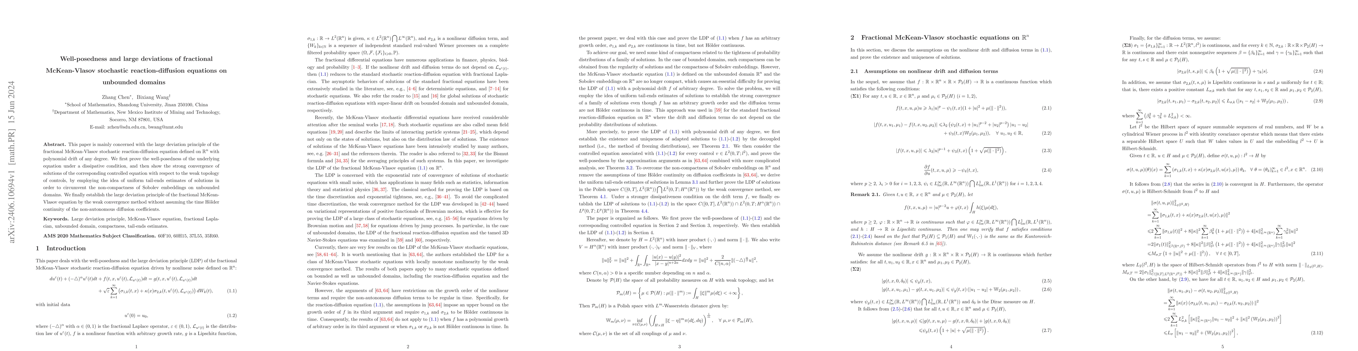 Thumbnail for Well-posedness and large deviations of fractional McKean-Vlasov
  stochastic reaction-diffusion equations on unbounded domains