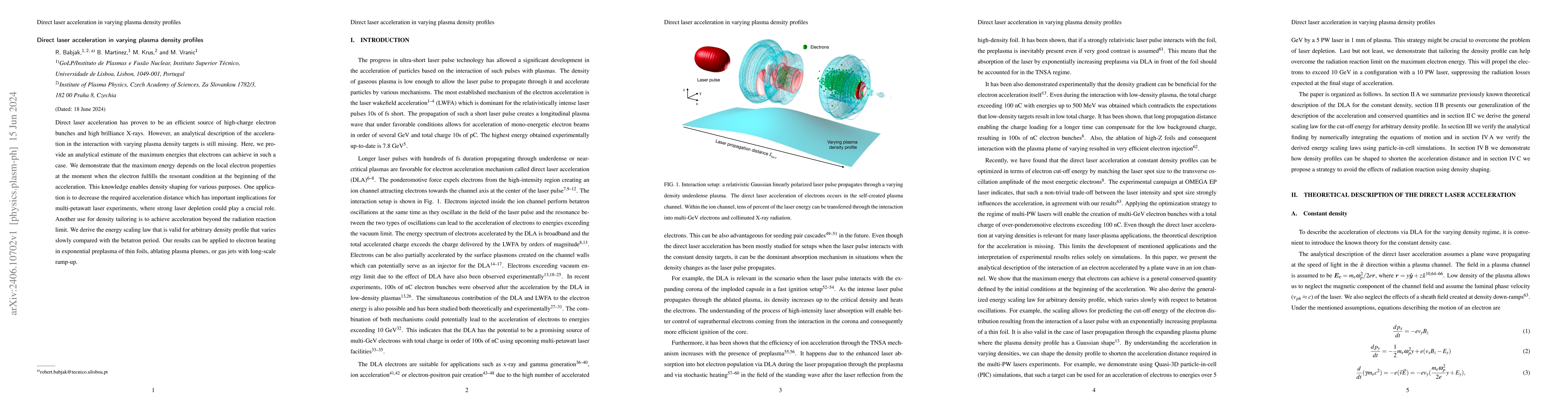 Thumbnail for Direct laser acceleration in varying plasma density profiles