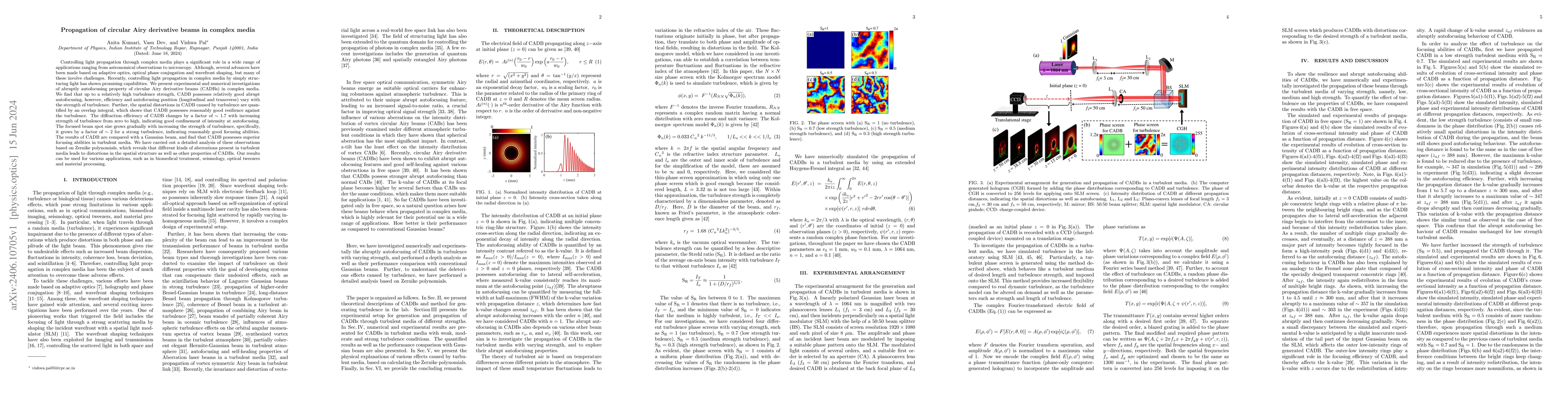 Thumbnail for Propagation of circular Airy derivative beams in complex media