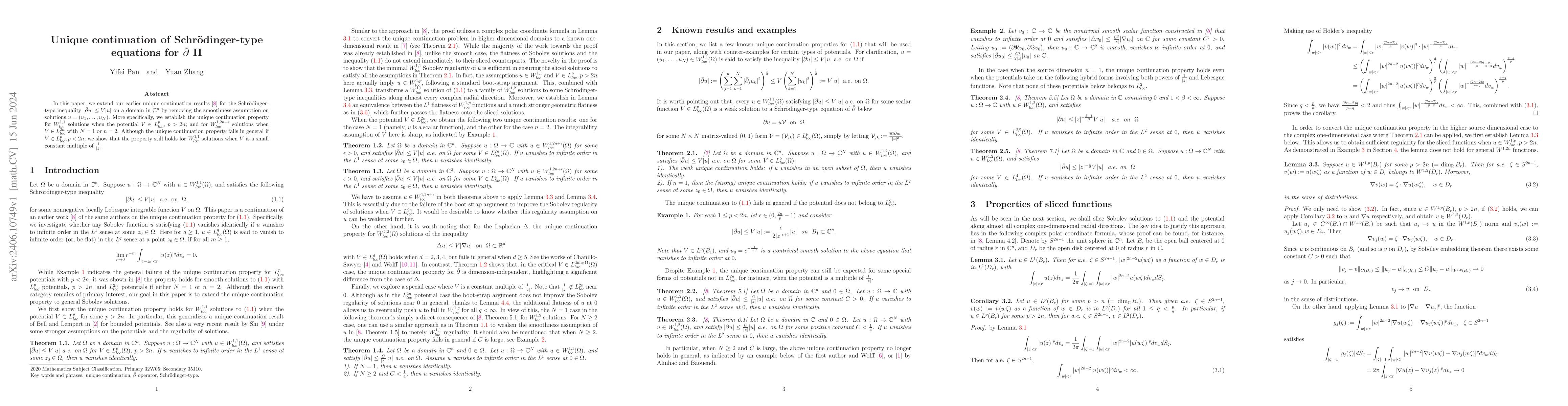Thumbnail for Unique continuation of Schr\"odinger-type equations for $\bar\partial$
  II