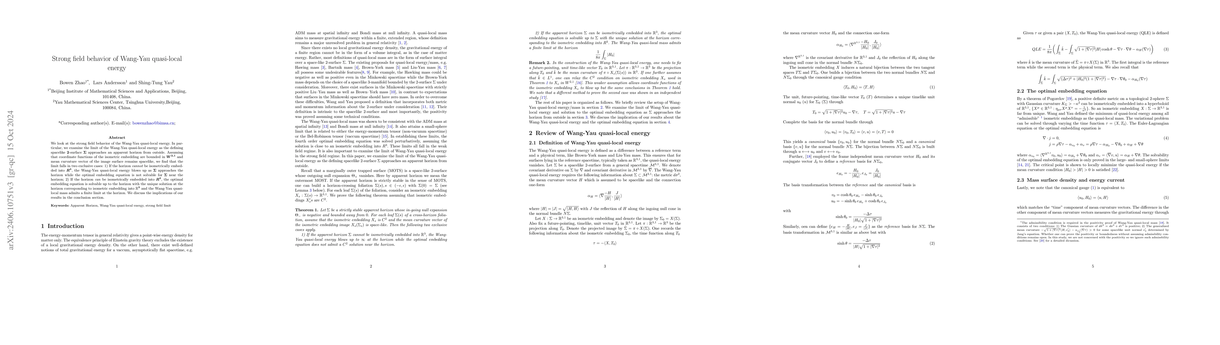 Thumbnail for Strong field behavior of Wang-Yau Quasi-local energy
