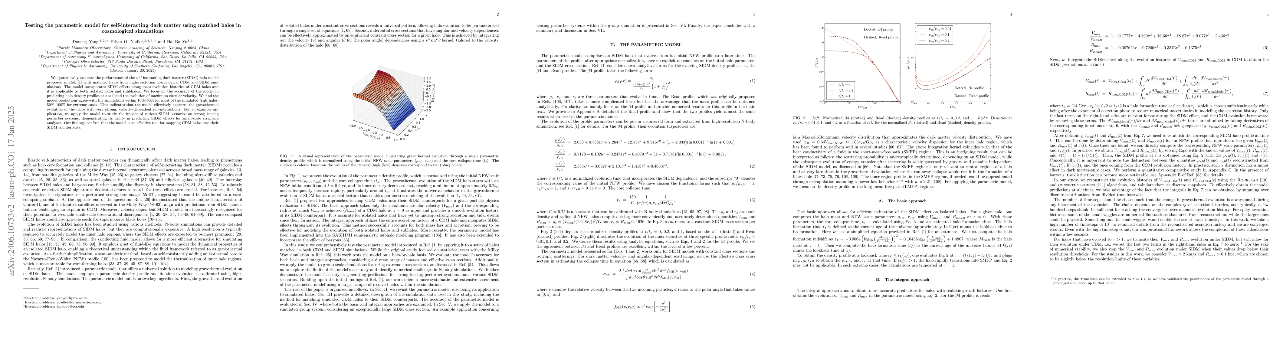 Thumbnail for Testing the parametric model for self-interacting dark matter using
  matched halos in cosmological simulations