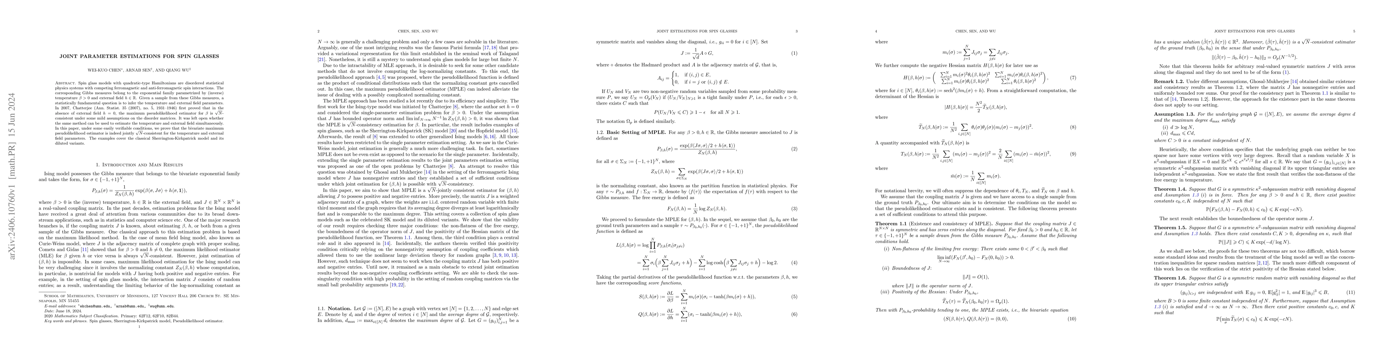 Thumbnail for Joint parameter estimations for spin glasses