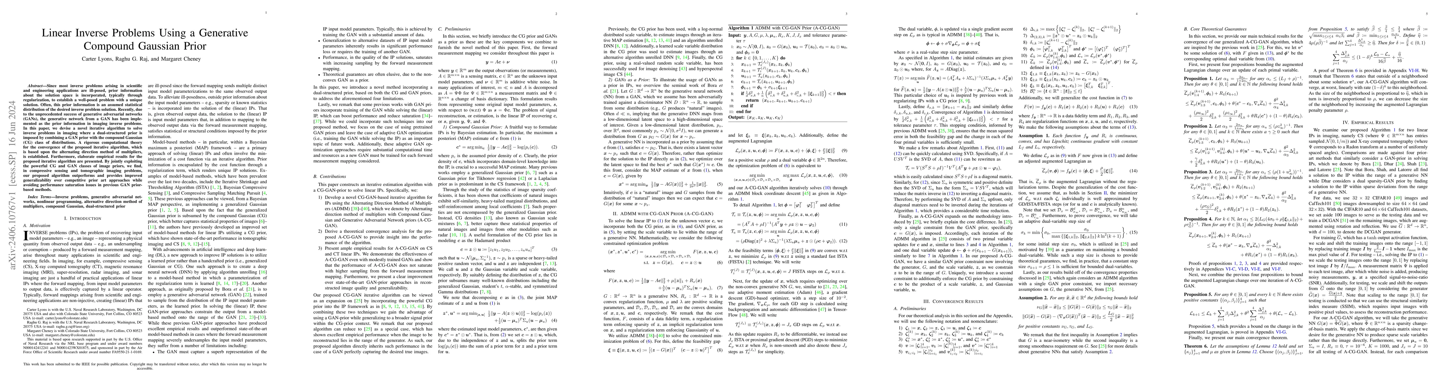 Thumbnail for Linear Inverse Problems Using a Generative Compound Gaussian Prior