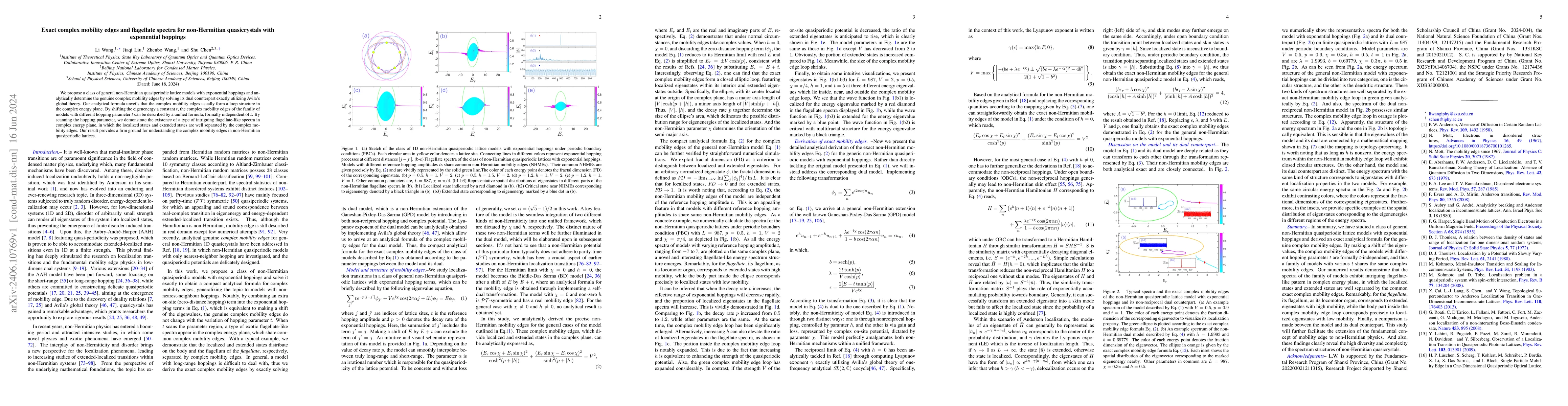 Thumbnail for Exact complex mobility edges and flagellate spectra for non-Hermitian
  quasicrystals with exponential hoppings