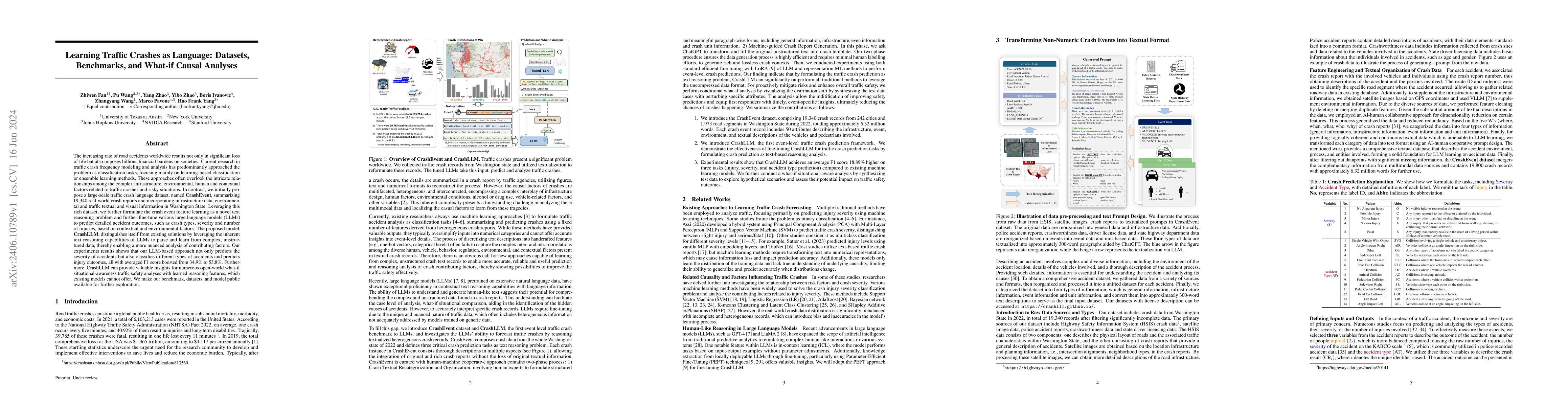 Thumbnail for Learning Traffic Crashes as Language: Datasets, Benchmarks, and What-if
  Causal Analyses