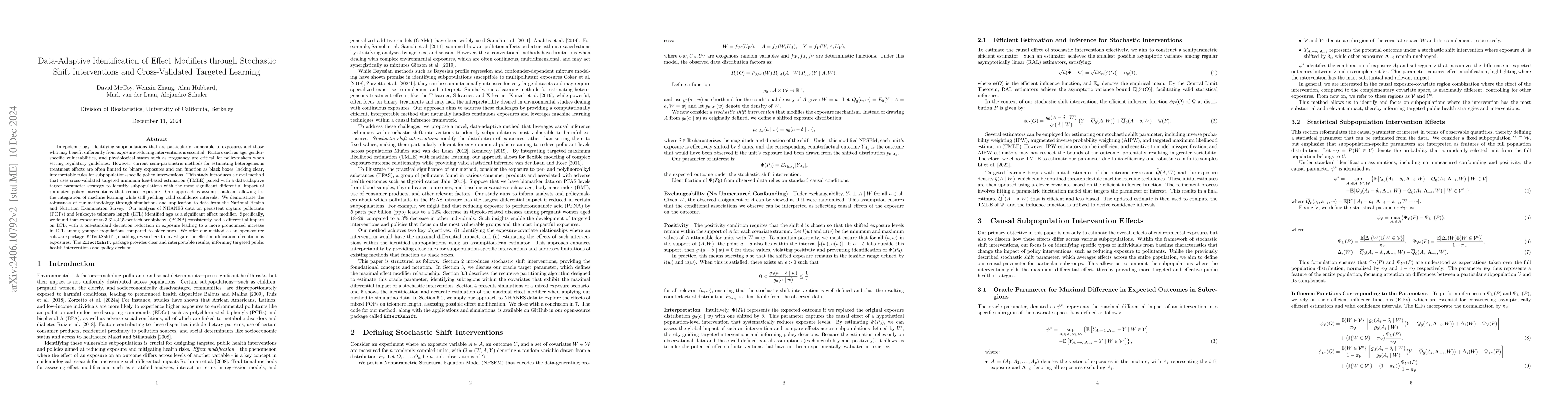 Thumbnail for Data-Adaptive Identification of Subpopulations Vulnerable to Chemical
  Exposures using Stochastic Interventions