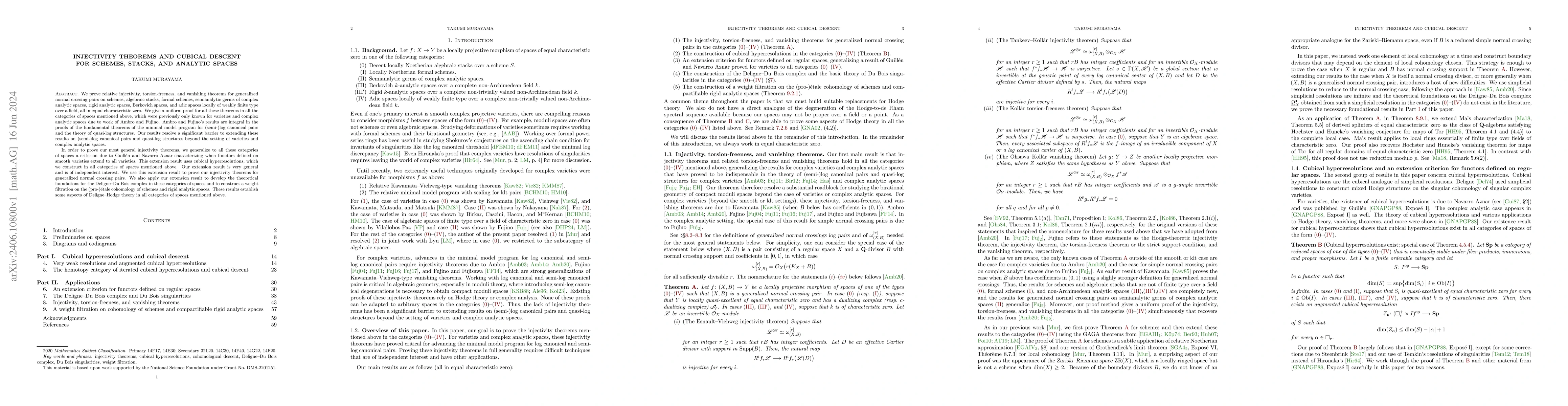 Thumbnail for Injectivity theorems and cubical descent for schemes, stacks, and
  analytic spaces