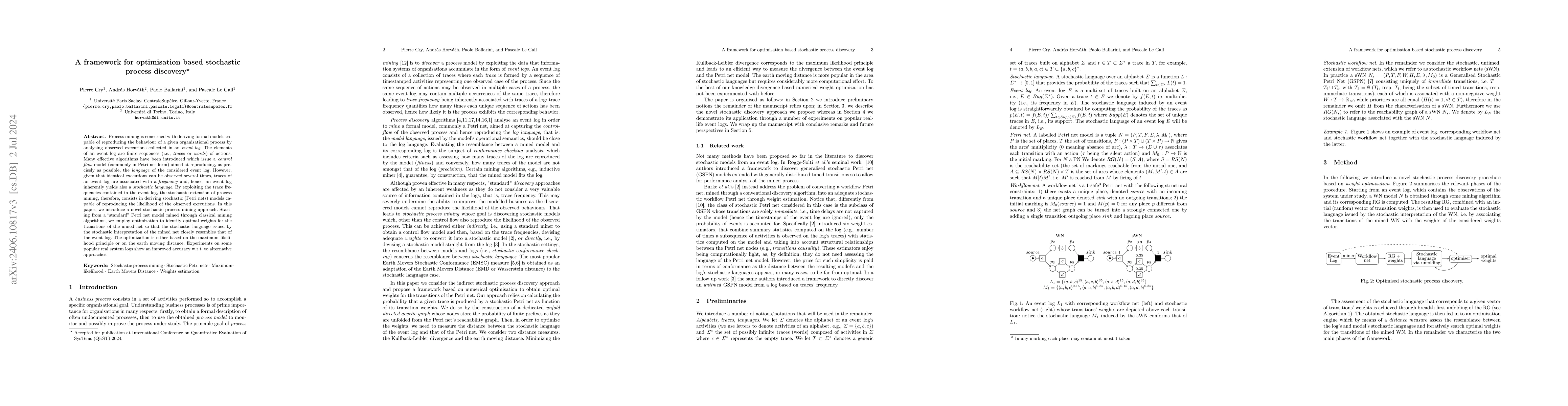 Thumbnail for A framework for optimisation based stochastic process discovery