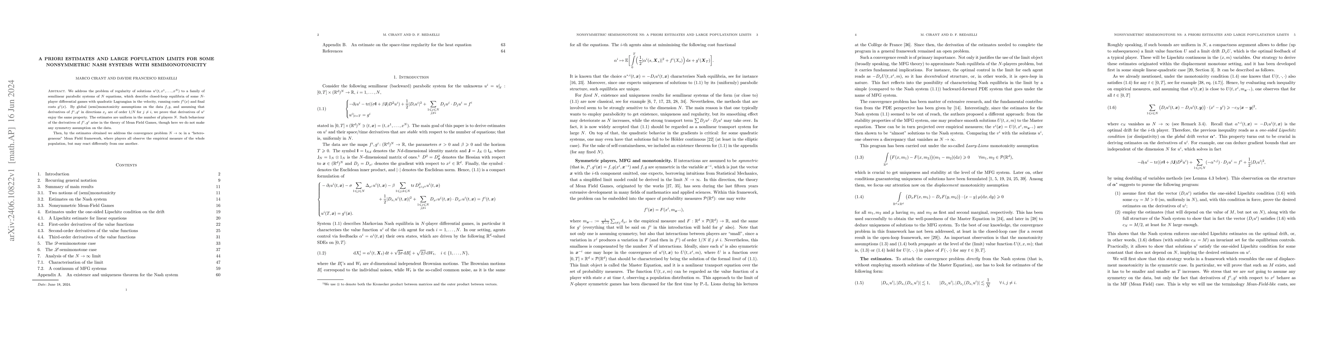 Thumbnail for A priori estimates and large population limits for some nonsymmetric
  Nash systems with semimonotonicity