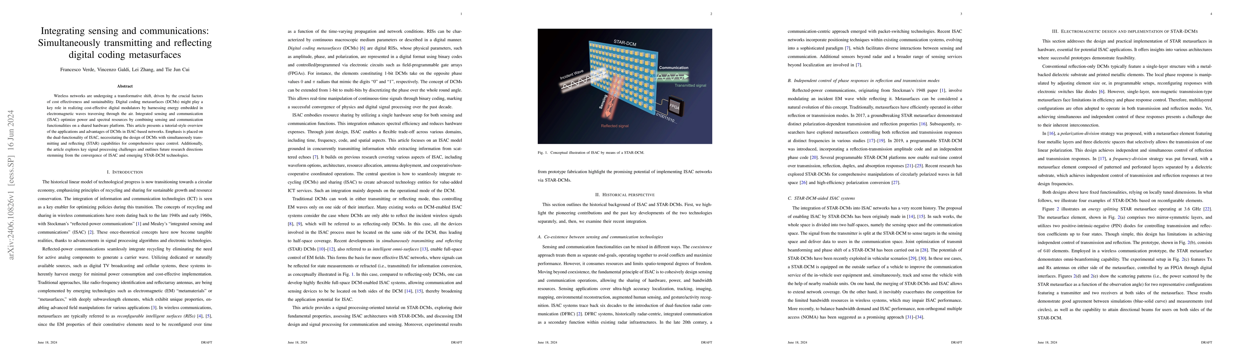 Thumbnail for Integrating sensing and communications: Simultaneously transmitting and
  reflecting digital coding metasurfaces