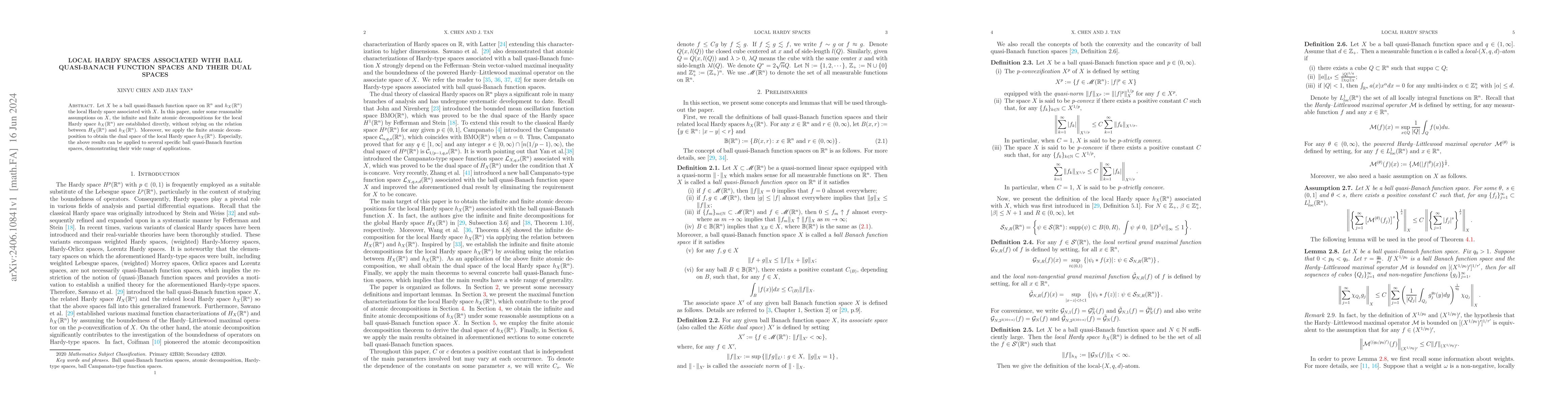 Thumbnail for Local Hardy spaces associated with ball quasi-Banach function spaces and
  their dual spaces