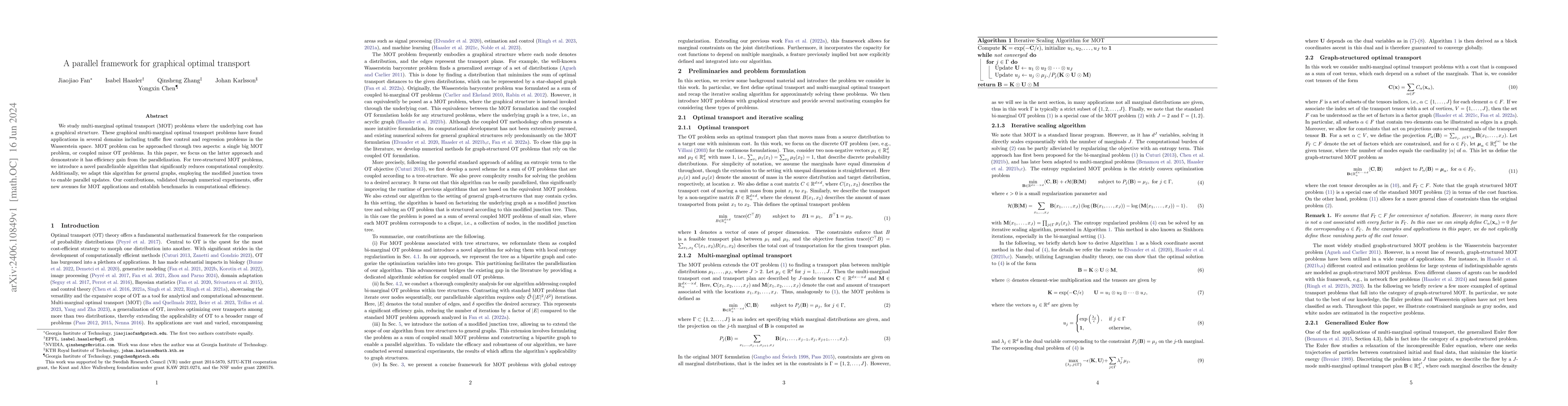 Thumbnail for A parallel framework for graphical optimal transport