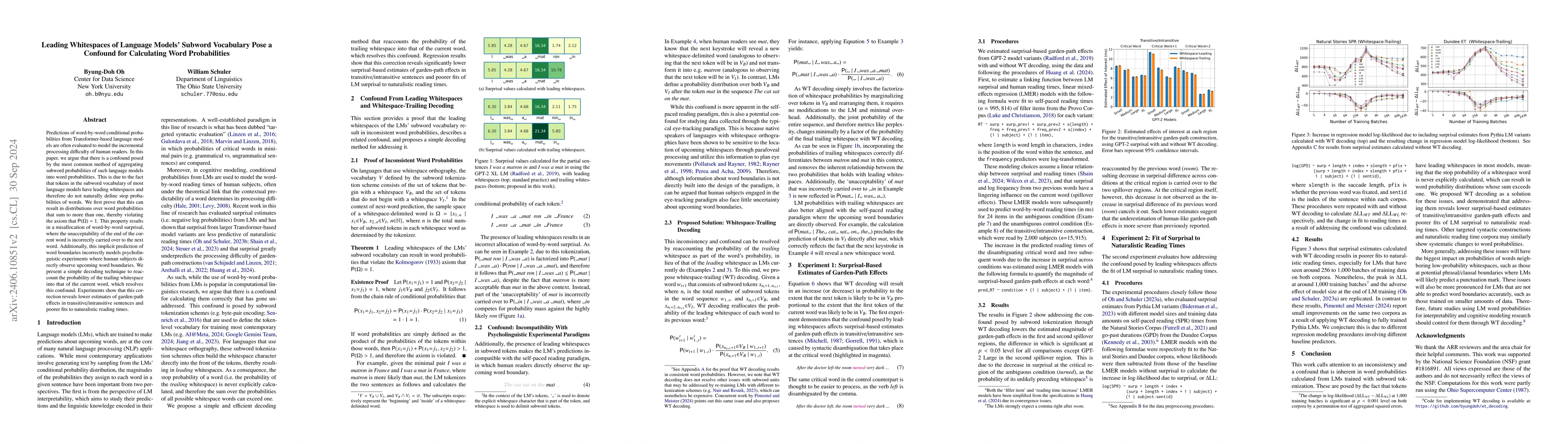 Thumbnail for Leading Whitespaces of Language Models' Subword Vocabulary Poses a
  Confound for Calculating Word Probabilities