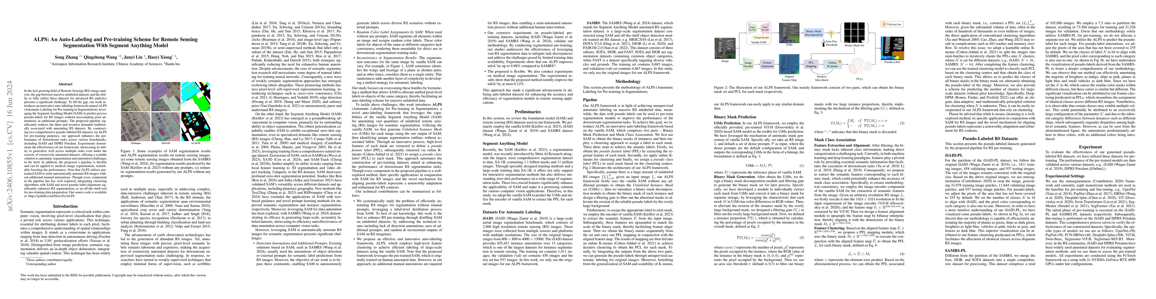 Thumbnail for ALPS: An Auto-Labeling and Pre-training Scheme for Remote Sensing
  Segmentation With Segment Anything Model