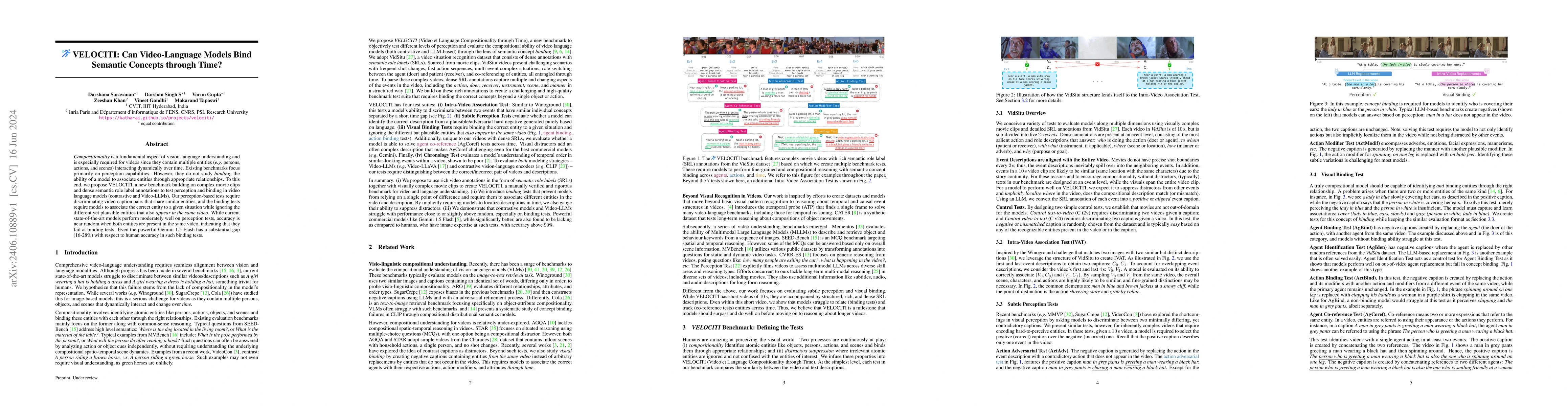 Thumbnail for VELOCITI: Can Video-Language Models Bind Semantic Concepts through Time?