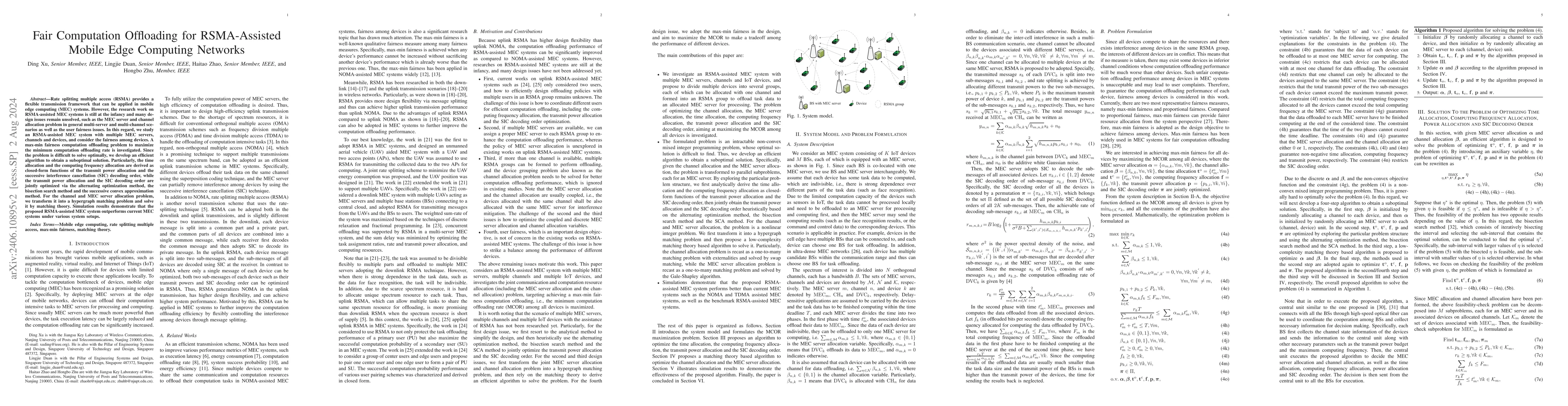 Thumbnail for Fair Computation Offloading for RSMA-Assisted Mobile Edge Computing
  Networks