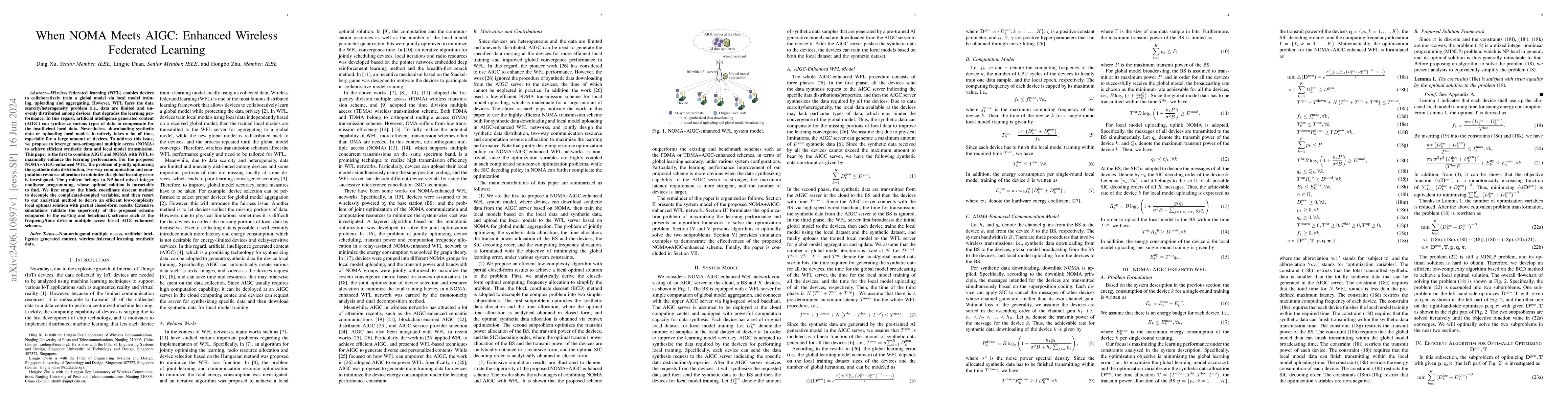 Thumbnail for When NOMA Meets AIGC: Enhanced Wireless Federated Learning