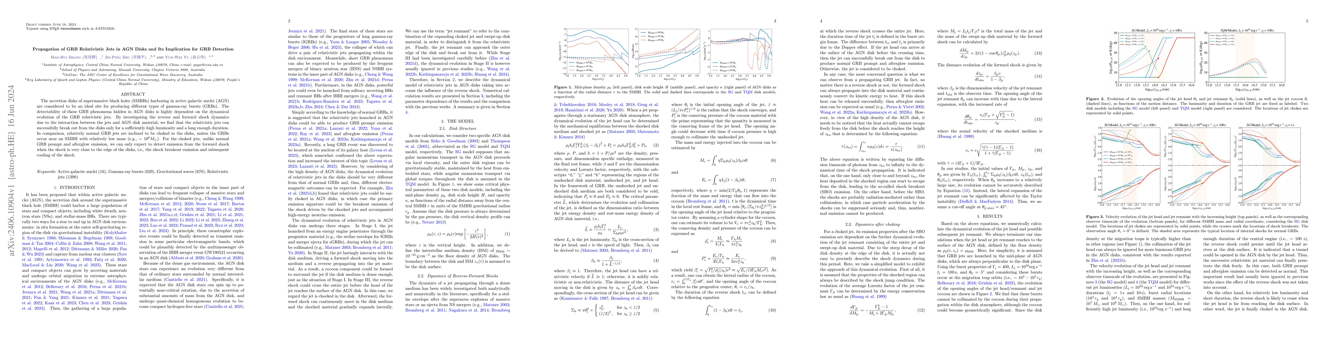 Thumbnail for Propagation of GRB Relativistic Jets in AGN Disks and Its Implication
  for GRB Detection